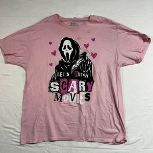 Ghost Face Scream Scary Movies Red Heart Pink Graphic T-Shirt Mens Large L